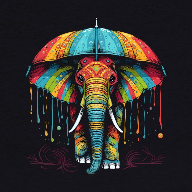 Elephant Rainy Day With Umbrella by JH Mart